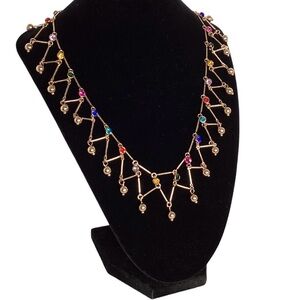Anna & Ava Gold Tone And Drop Bead Multicolor Rhinestone Collar Necklace